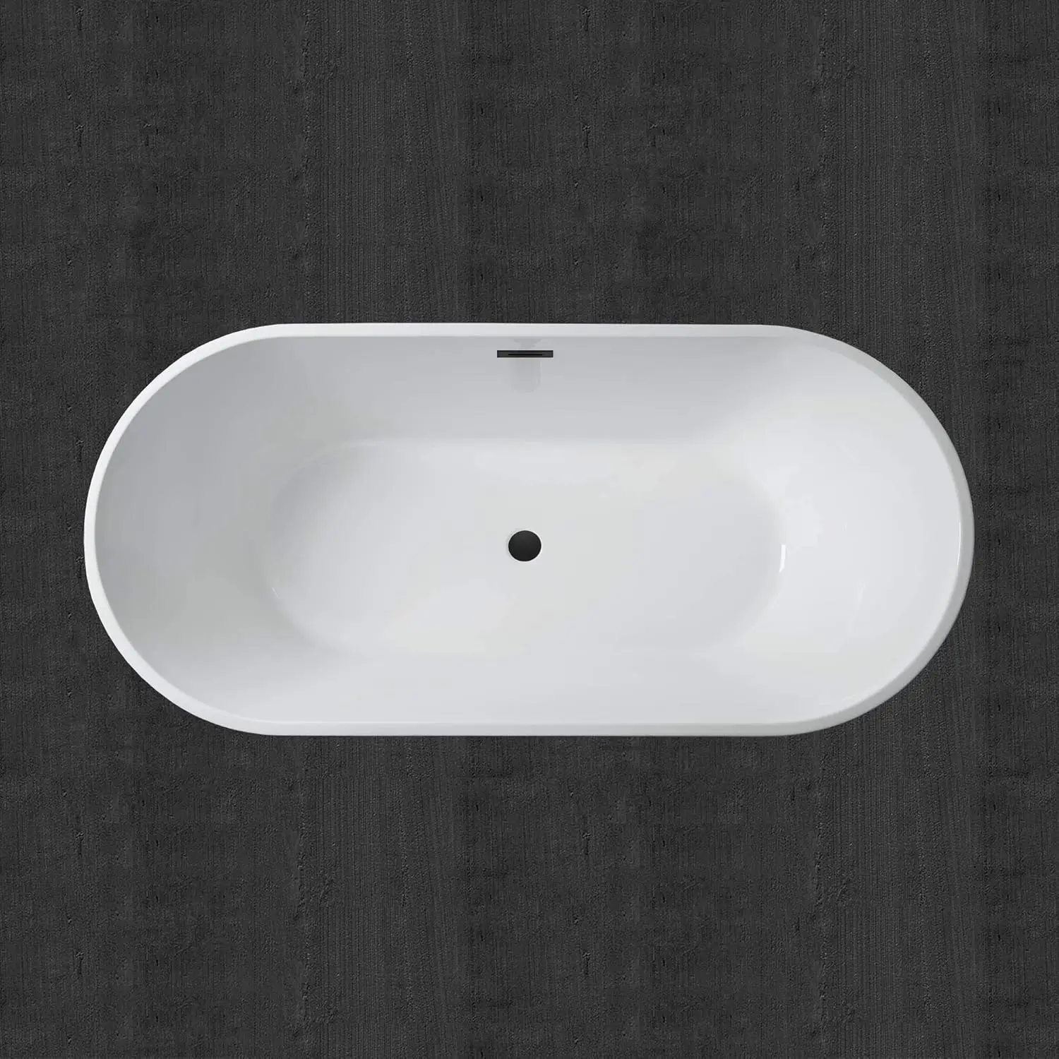 67 inch Acrylic Freestanding Bathtub Contemporary Soaking White Tub with Matte Black Overflow and Drain High quality structure