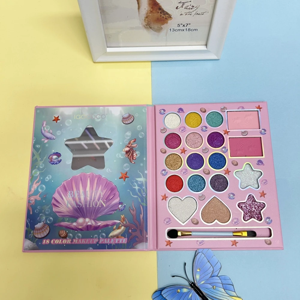 Eye Shadow Eyeshadow Stick Eye Shadow Plate 18 Colors Mermaid Princess Matte Eyeshadow Palette with Powder Puff Stick Glitter Blush Eye Shadow Makeup for Stage Performance