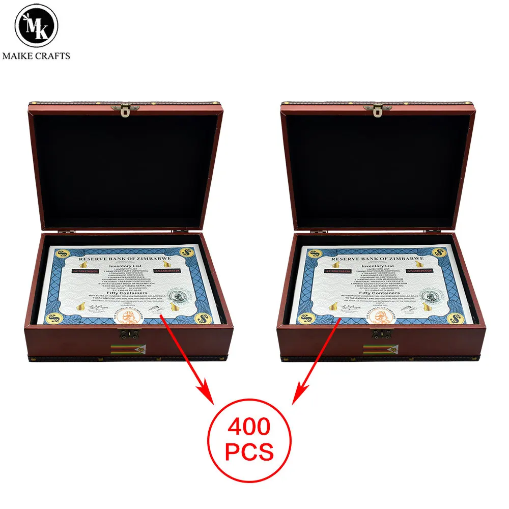 

Free Shipping 400pcs/lot Zimbabwe Fifty Containers Certificates Zimbabwe Paper Money Certificate Collection Business Gift
