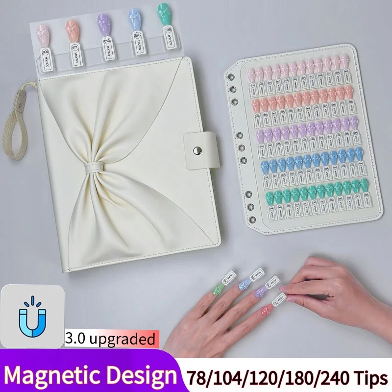 New Upgrade 78-240 Tips Magnetic Nail Art Display Swatch Book With False Nails Gel Color Testing Multi-Functional For Nail Tool