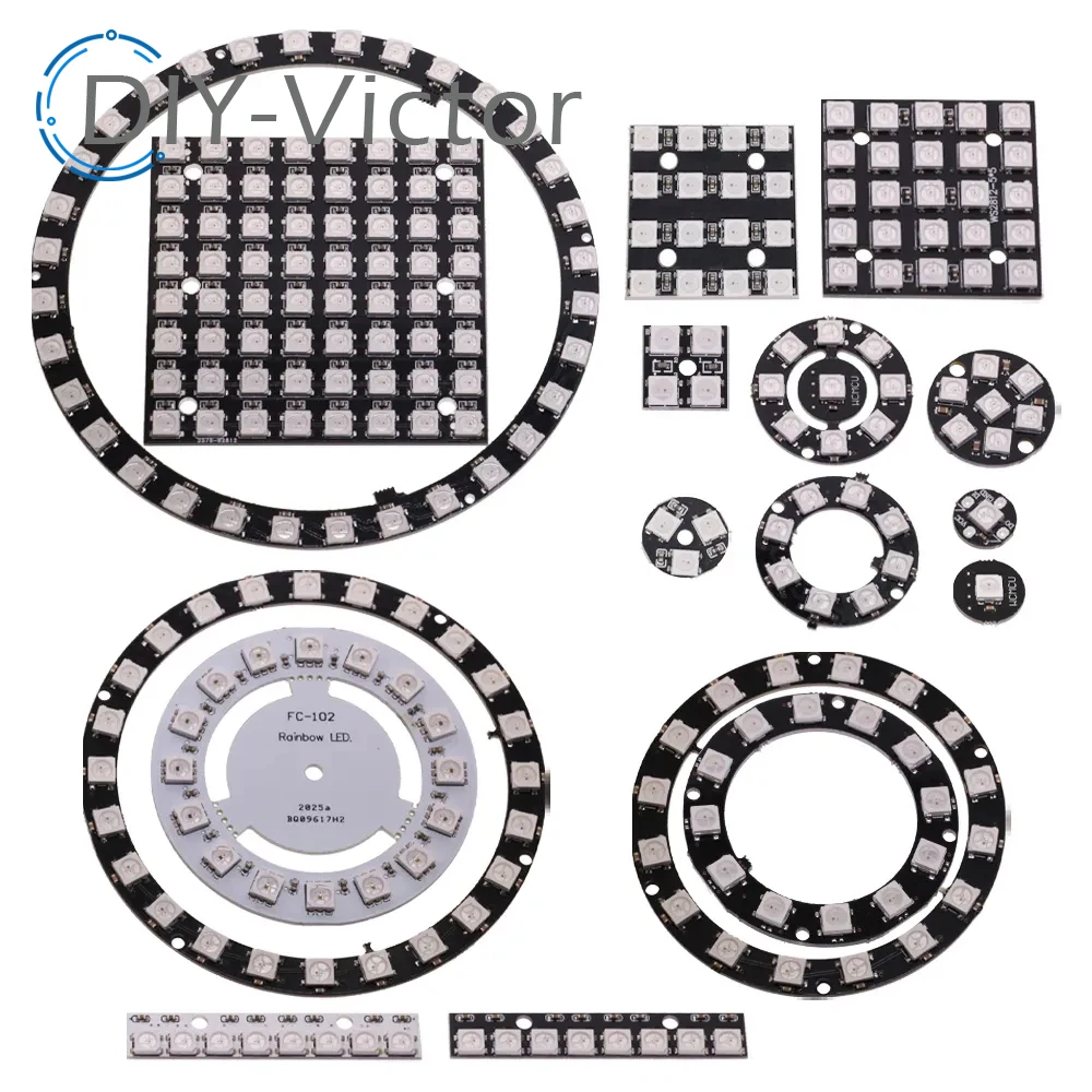 Multi-Bit WS2812 RGB LED Ring with Integrated Driver Controller