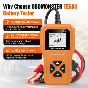 Car Battery Tester TE503/BR502 6V 12V 24V Battery System Detection Tool 100-2000 CCA Auto Battery Analyzer Diagnostic Tool 1