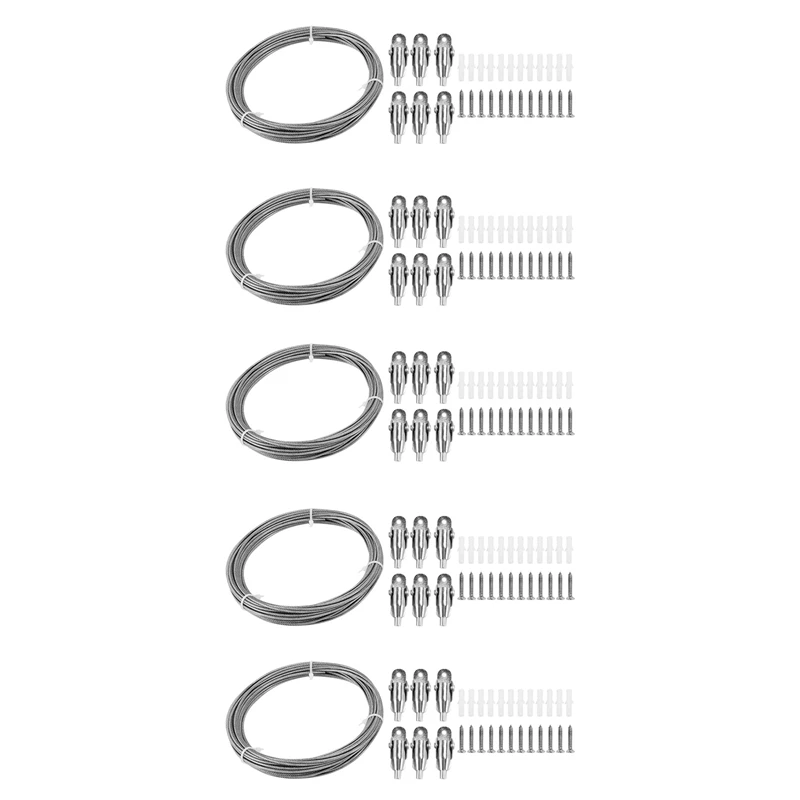 

5X 10M Stainless Steel Wire Rope PVC Coated Steel Cable Adjustable Curtain Rope Lamp Suspension Picture Wire For Hanging