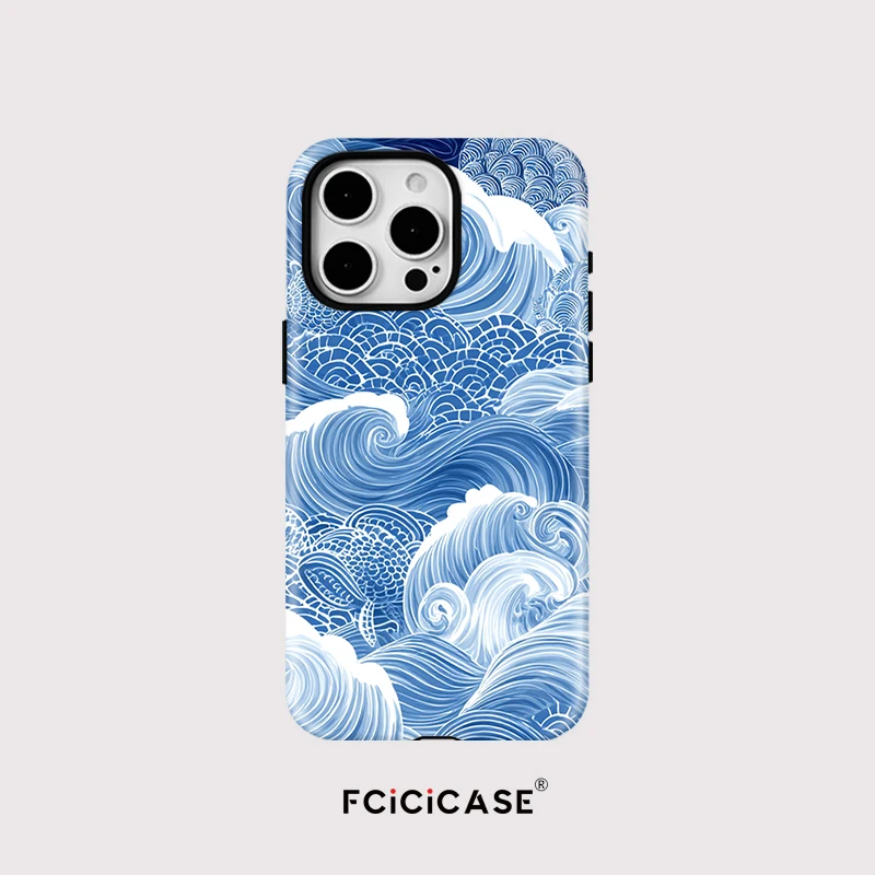 Shockproof Sea Wave Back Cover with MagSafe Compatibility