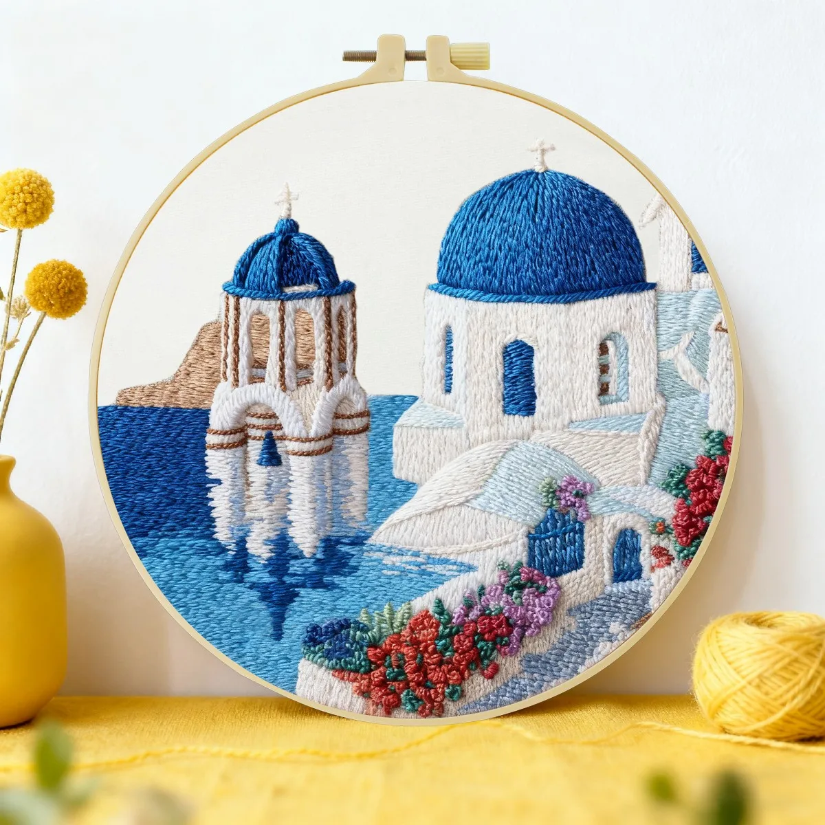 1 Stück 20X20CM/15X15CM 7,87/6,3 Zoll Blaues Schloss Stickerei Starter-Kit DIY-Kit DIY-Stickerei-Set Handarbeiten Malerei