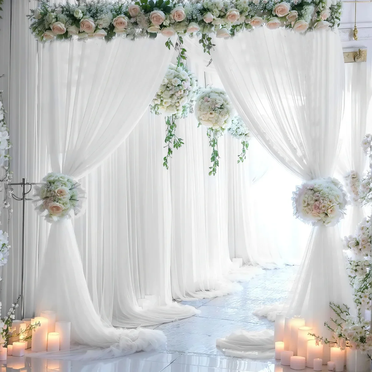 Noble and elegant wedding decoration curtains(150x300cm) hexagonal background