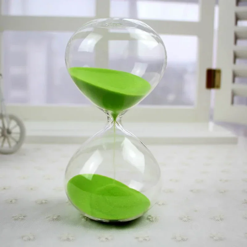 5min/15min/30min Color Sand Timer Round Transparent Clock Sand Hourglass Sandglass Room Home Decoration Red, Green, Blue, Pink