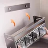 Wall mounted kitchen spice rack storage set without drilling, with sealed containers and distributors, suitable for home use 4