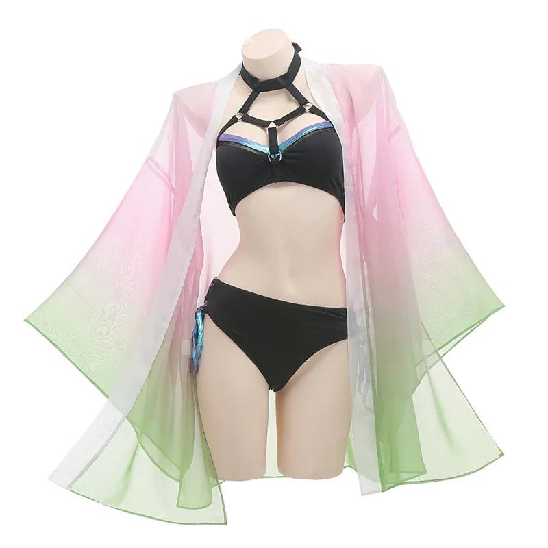 

LOL KDA Evelynn Cosplay Swimsuit Bikini Cover Up Beach Bathing Suit Lolita Perspective Cover Ups for Swimwear Women Pareo Plage