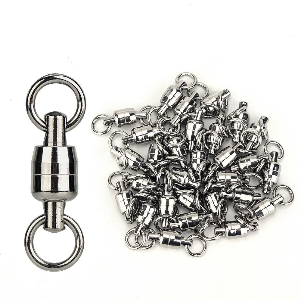 TIANNSII Heavy Duty Ball Bearing Swivels Fishing Connector Stainless Steel  Solid for Fishhooks Connector Fishing Accessories