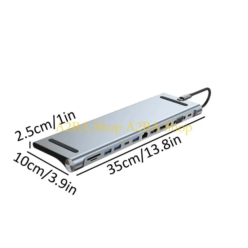 A2BA USB C 도킹 스테이션 4K 30Hz HDTV 멀티포트 어댑터 도킹 스테이션 USB3.0 USB2.0