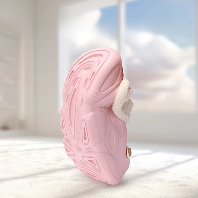 Women Little Bear Cotton Slippers Indoor Warm Plush Slippers Baotou Men's Cotton Boots Casual Non-slip Shoes Couple Women