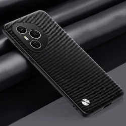 Luxurious PU Leather & Silicone Protective Case with Shockproof Bumper - Honor 400 Pro (Matte Black)
