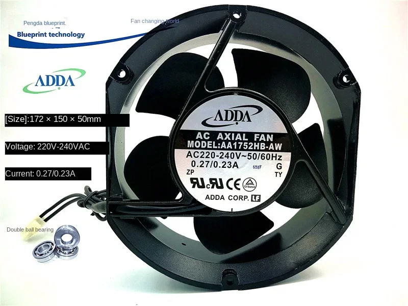 AA1752HB-AW New AC220V-240V Ball 17251 Oval 17cm Cooling Fan Fan
