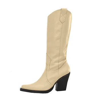 Knee High Boots Women New 2023 Winter Autumn Western Cowboy Boots Female Fashion Wedges Heels Blue Green Shoes Ladies Large Size 3