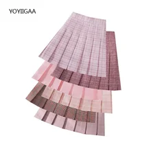 

Summer Women Skirts Pink High Waist Woman Pleated Skirt Cute Sweet Ladies Girls Plaid Skirt Fashion Kawaii Female Mini Skirts