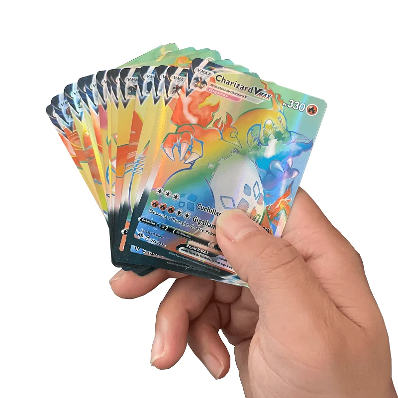 100 Stück glänzende spanische Pokémon-Karten, seltene Vmax TAG TEAM V Energiekarte, Sammelkarte, Pokémon-Sammelkarte – Detail 27