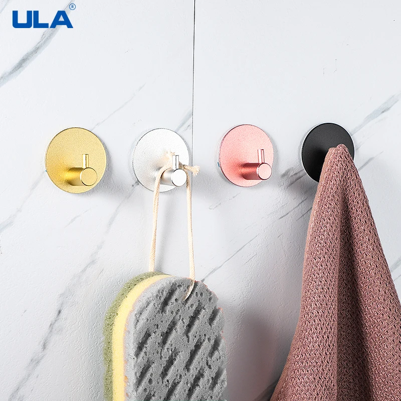 Adhesive Hook Clothes Hook Towel Hook Multi-purpose Wall Door Key Rack Kitchen Bathroom Towel Robe Hanger Aluminum Rack