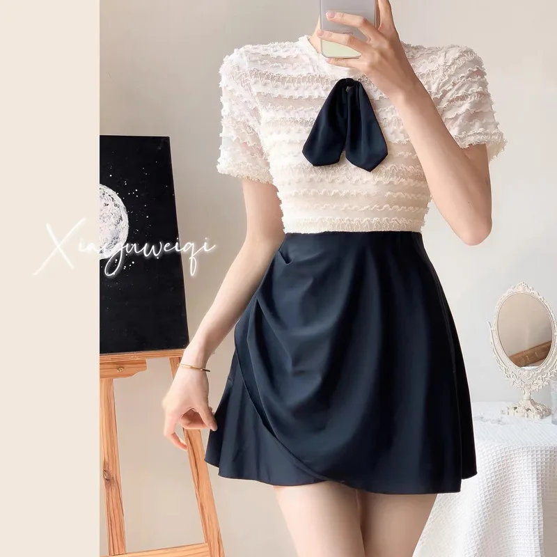 

Swimsuit Female Korean Separate One-Piece Sleeveless Top Conservative Thin Student Fairy Sexy Bikini Hot Spring Beach Swimwear