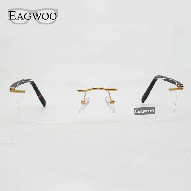 Men Rimless Eyeglasses Frame Strong Optical Frame Prescription Spectacle  Frameless Glasses Lenses Size Width Shape Adjustable