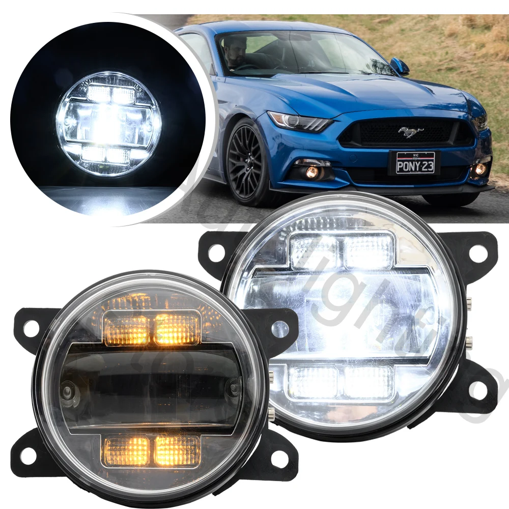 2 Pz Led Fendinebbia Per Ford Mustang C-Max Focus Ii Fiesta V Mondeo Iv Fusion Transit Indicatore Di Direzione Luce Di Marcia Diurna