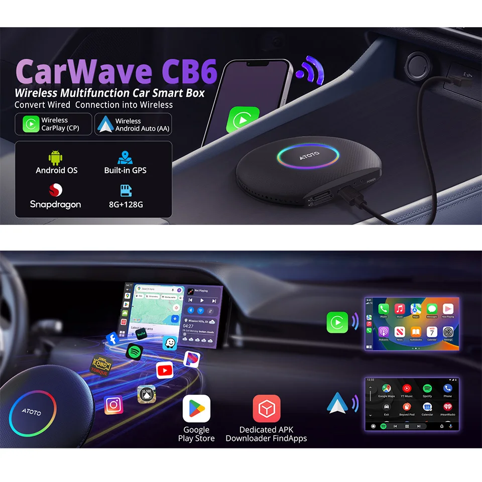 【sim付き】ATOTO CB6 CarPlay AI BOX ATOTO CB6 Review: The First AI Box with a Real AI Assistant