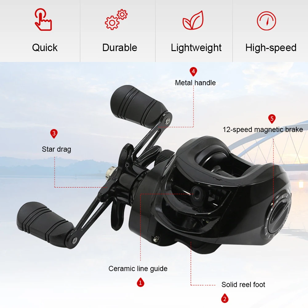 Ultralight Baitcasting Fishing Reels 18+1BB Fishing Reel 10KG Max Drag  7.2:1 Ratio Metal Spool Saltwater Freshwater Fishing Tool