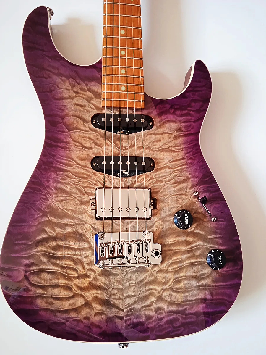Chitarra Elettrica Custom Roastedmaple Top Prs Palissandro Tastiera Pipistrello Intarsiato Guitarmetal Accessori