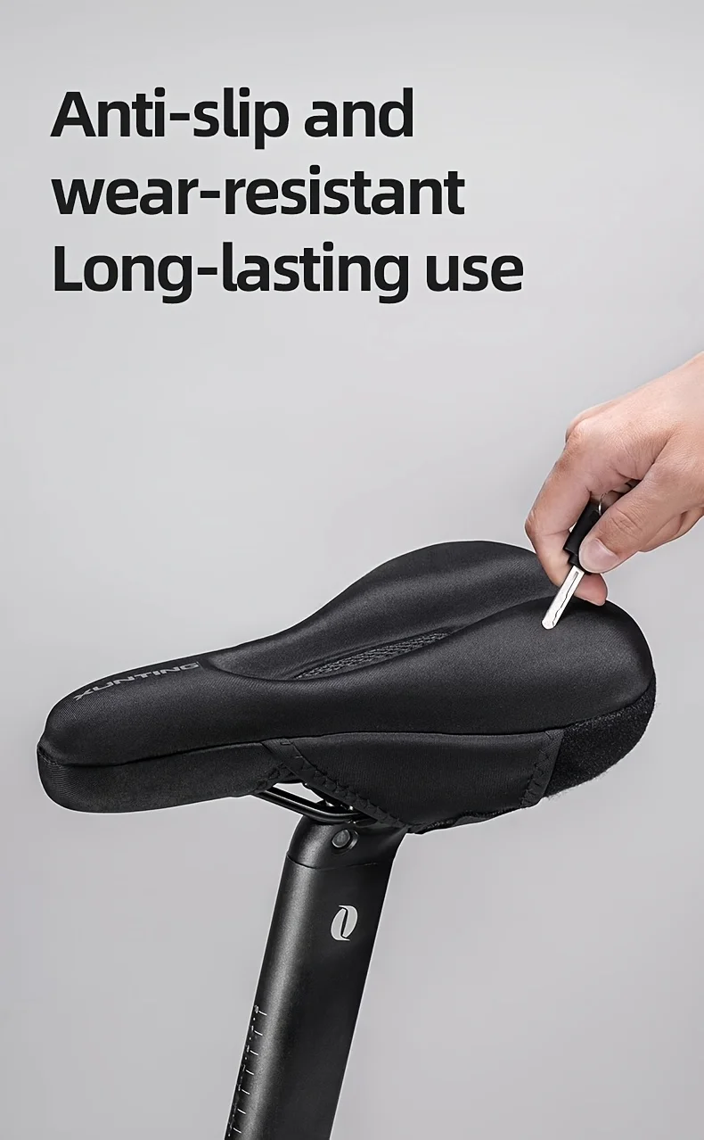 XUNTING Komfort-Fahrradsattelbezug mit Doppel-Stoßdämpfung, Memory-Schaum, Rutschfest, Verschleißfest Fahrradsattel-Abdeckung – Detail 2