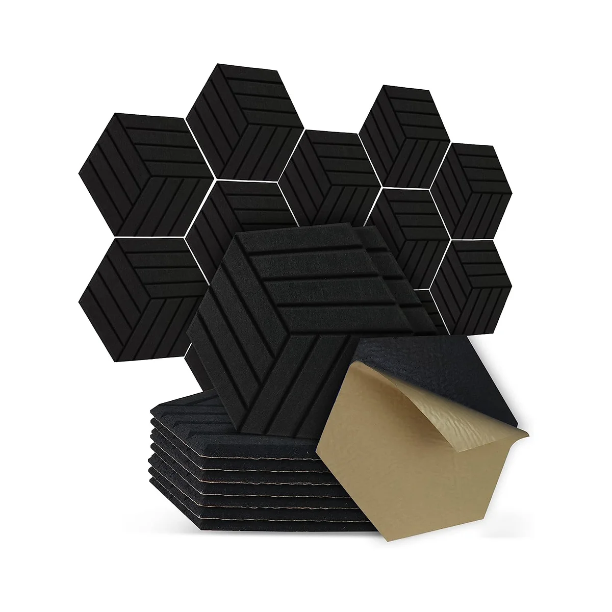 

12 Pack Acoustic Panels Self-Adhesive Hexagon Acoustic Panels, Soundproof Wall Panels,Reducing Noise Echoes