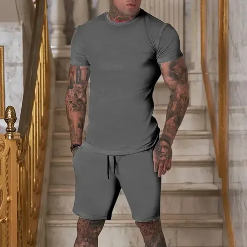 Fashionable and Casual Summer Outdoor Sports Suit Men's Breathable T-Shirt Shorts Casual and Fashionable Two-Piece Set Tracksuit - Image 11