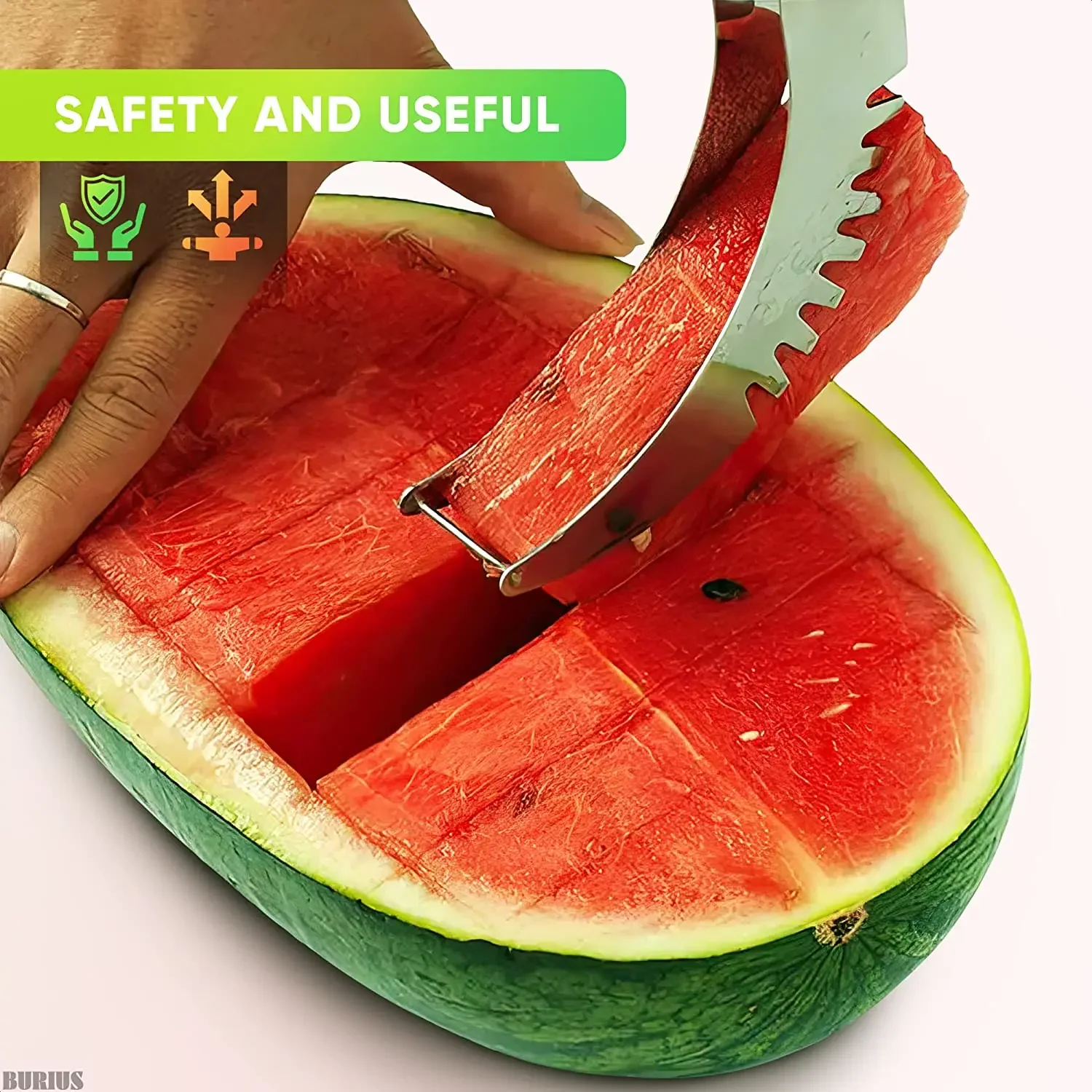 Watermelon Slicer Cutter Stainless Steel Non-slip Handle Kitchen Fruit Cutting Tool