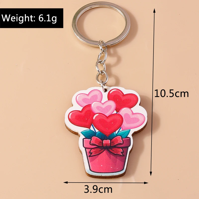 Romantische Holz Schlüssel bund Charms Liebe Herz Lippen Schlüssel ringe Anhänger für Frauen Mädchen Handtasche Dekor DIY Valentinstag Schlüssel anhänger Geschenke – Detail 20