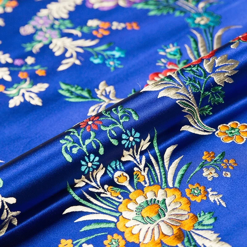 brocade jacquard flower-pattern damask fabrics for silk satin dress sewing cheongsam and kimono diy designer patchwork material