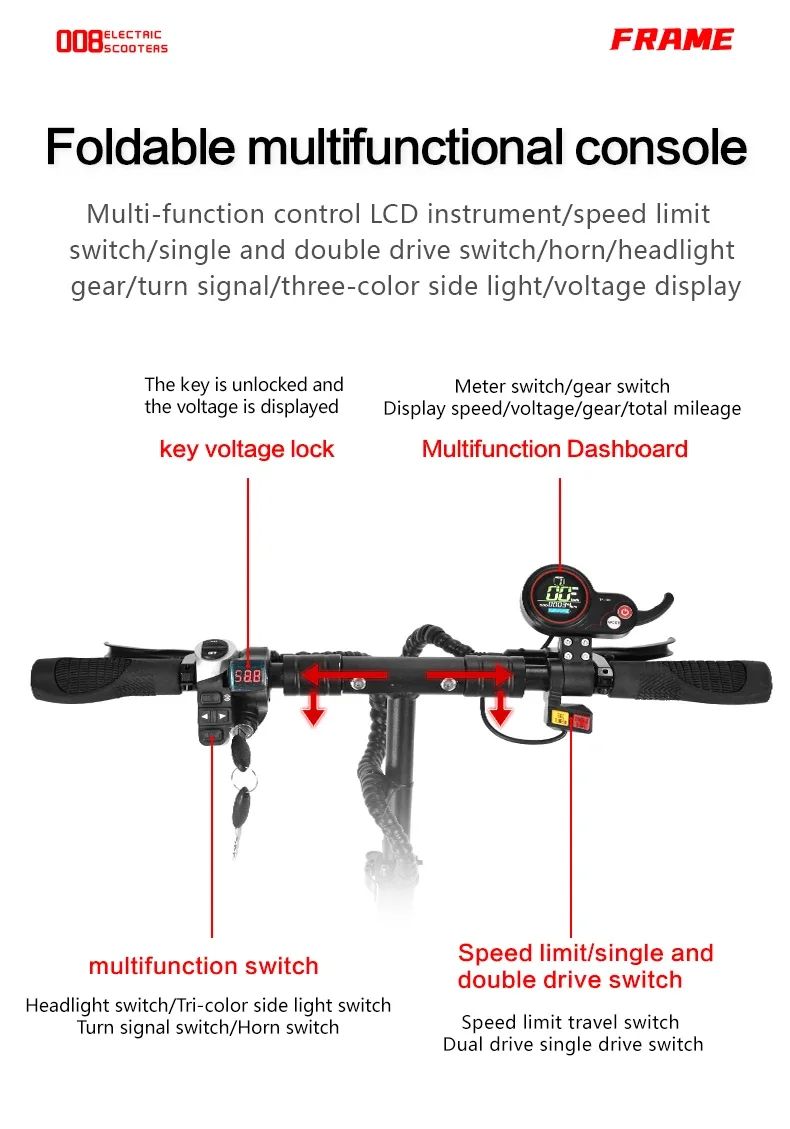 BOYUEDA Q7Pro Elektroroller 10 Zoll Erwachsenen E-Scooter mit 52V19AH Akku Geräuscharme Reifen Faltbar Doppelantrieb – Detail 10