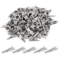 100PCS 1.06IN / 27mm Mini Metal Alligator Clips, Silver Tone Nickel Plated Test Line Spring . 1