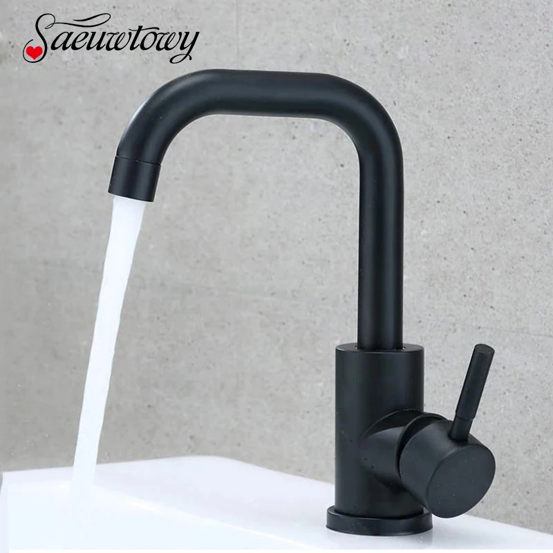 304 Stainless Steel Bathroom Faucet Basin Faucet Hot Cold Water Crane Basin Free Rotatble Spout Taps Black/White/N basin faucet,bathroom faucet,stainless steel faucet