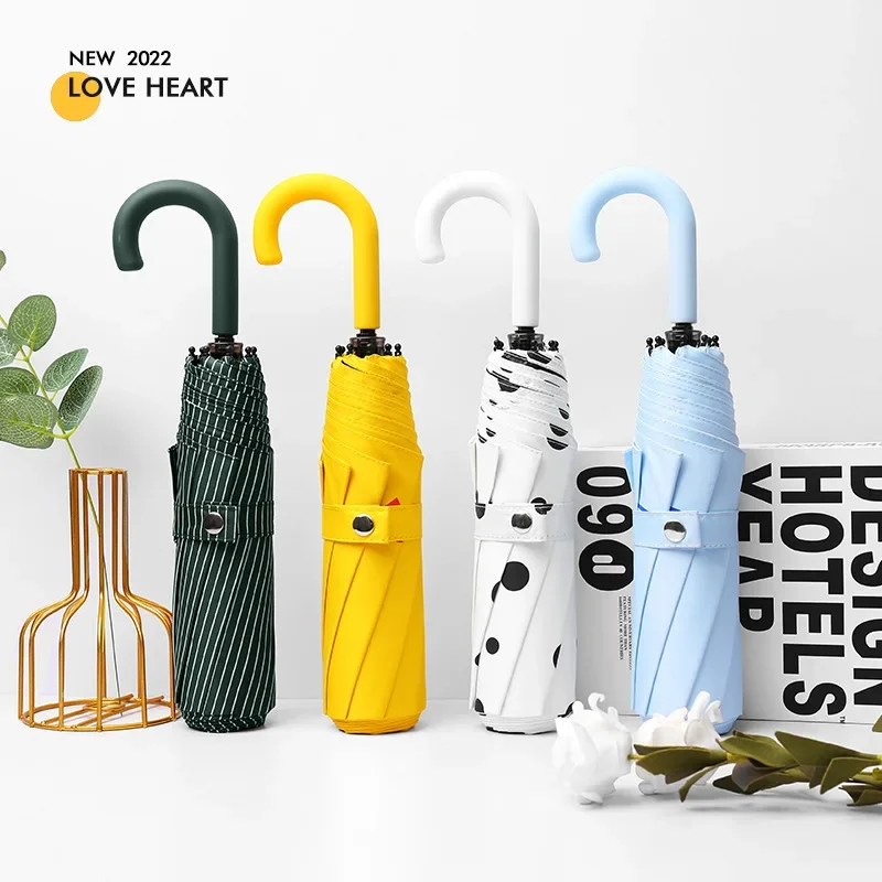 Folding Umbrella for Women and Girls, Thick Sun Umbrella, Anti-Ultraviolet Sunshade, Black Coating, UV Umbrellas, Kids