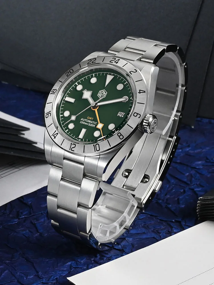 San Martin New 39mm BB GMT Colorful Dial Classic Luxury Mens Business Watch Automatic Mechanical Waterproof Luminous Date SN0054