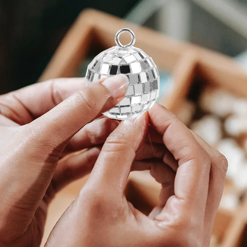 10/20 Stück Handwerk Discokugel Charm Neuheit Spiegel Discokugel für Armbandherstellung Disco DIY Schlüsselanhänger Ohrringe Halskette Anhänger – Detail 7
