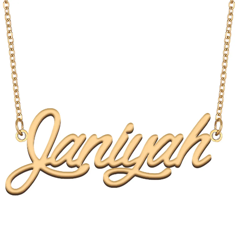 

Janiyah Name Necklace for Women Stainless Steel Jewelry Gold Color Nameplate Pendant Collares Para Mujer Letters Choker