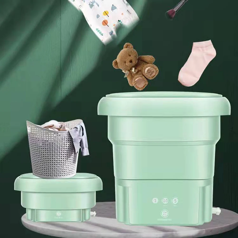 Portable Mini Washing Machine Foldable Underwear Socks Baby Clothes Washer with Dryer Bucket Travel Appliance Cleaning Tool 3