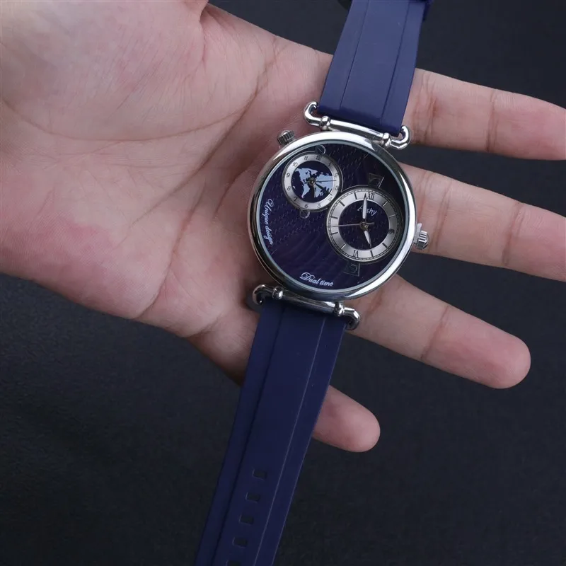 2023 Year Men Quartz Watch Dropshipping  Business Top Luxury Brand Aishy Boy WristWatch with Rubber Strap Dual Time Zone