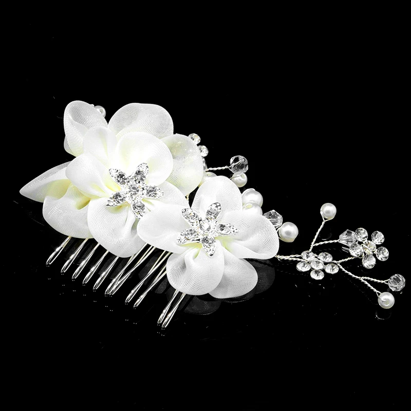 2024 Chiffon Blume Strass Haarkamm für Frauen Braut Kopfschmuck Haarnadeln Hochzeits feier Foto Requisiten Haarschmuck