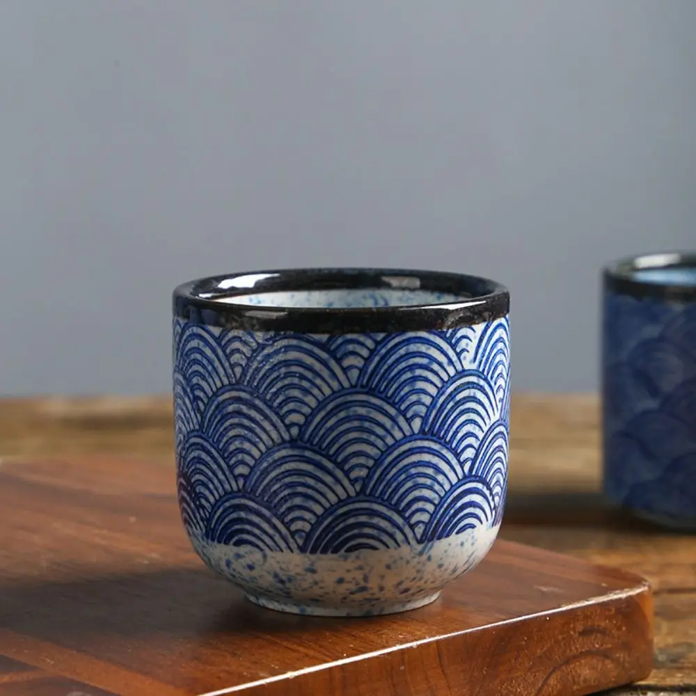 Household Ceramic Teacup High Quality Retro Creative Water Cup Traditional Wave Ripple Tea Bowl Home