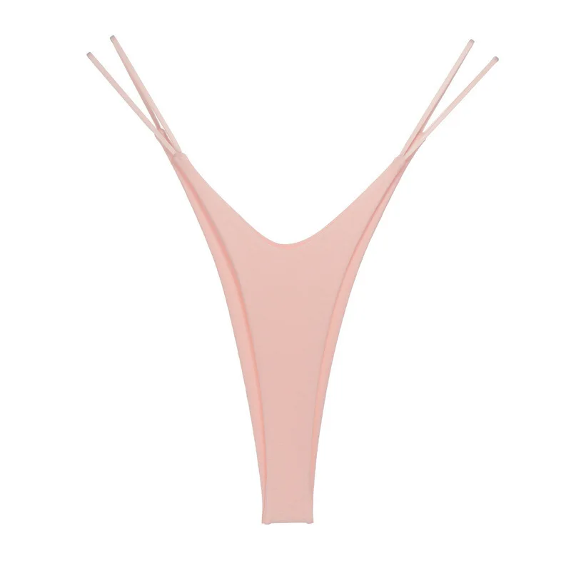 Sexy highcut thong cotton bikini style underwear ribbon women's double layer
