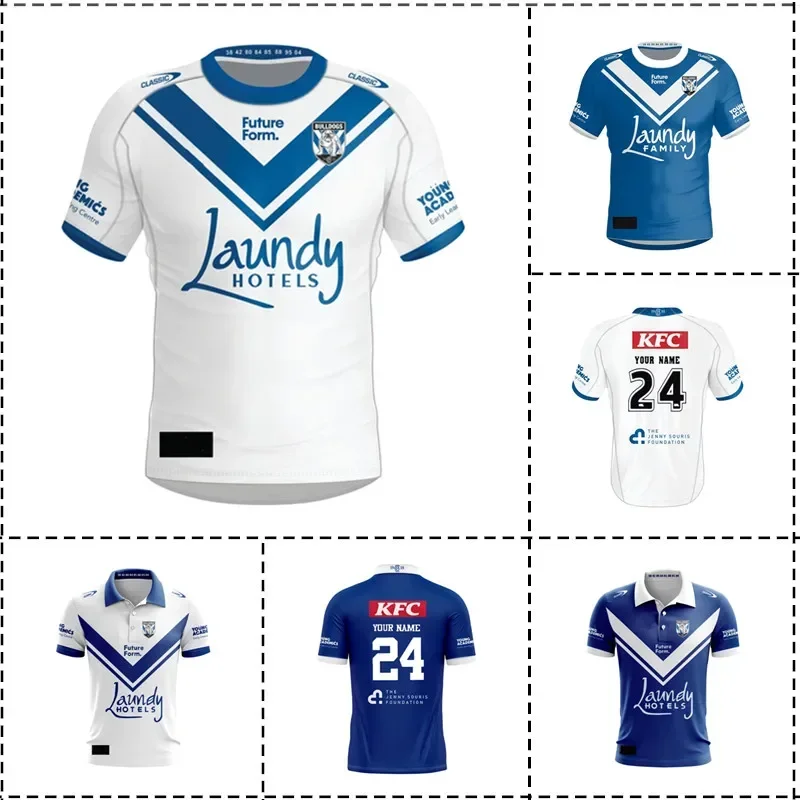 Rugby Jersey Bulldogs Polo Shirt Home / Away Rugby Jersey Shorts-Mens Size:S-5XL（Print Name Number）
