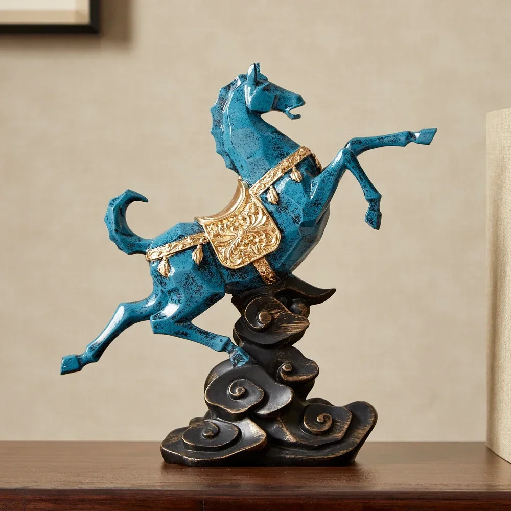 

Статуэтка лошади из смолы в китайском стиле, статуэтка современного искусства, фигурки животных, аксессуары для украшения офиса и дома, скульптура лошади, подарок на открытие