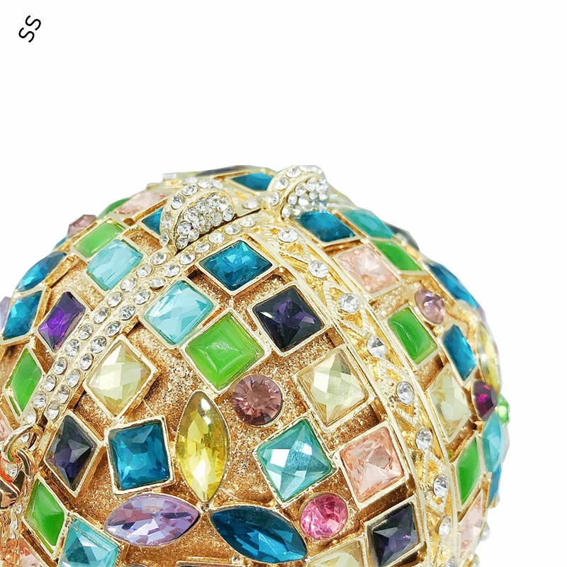 Newest Colorful Glass Rhinestone Diamond Round Women's Bag Fashion Banquet Shoulder-bag