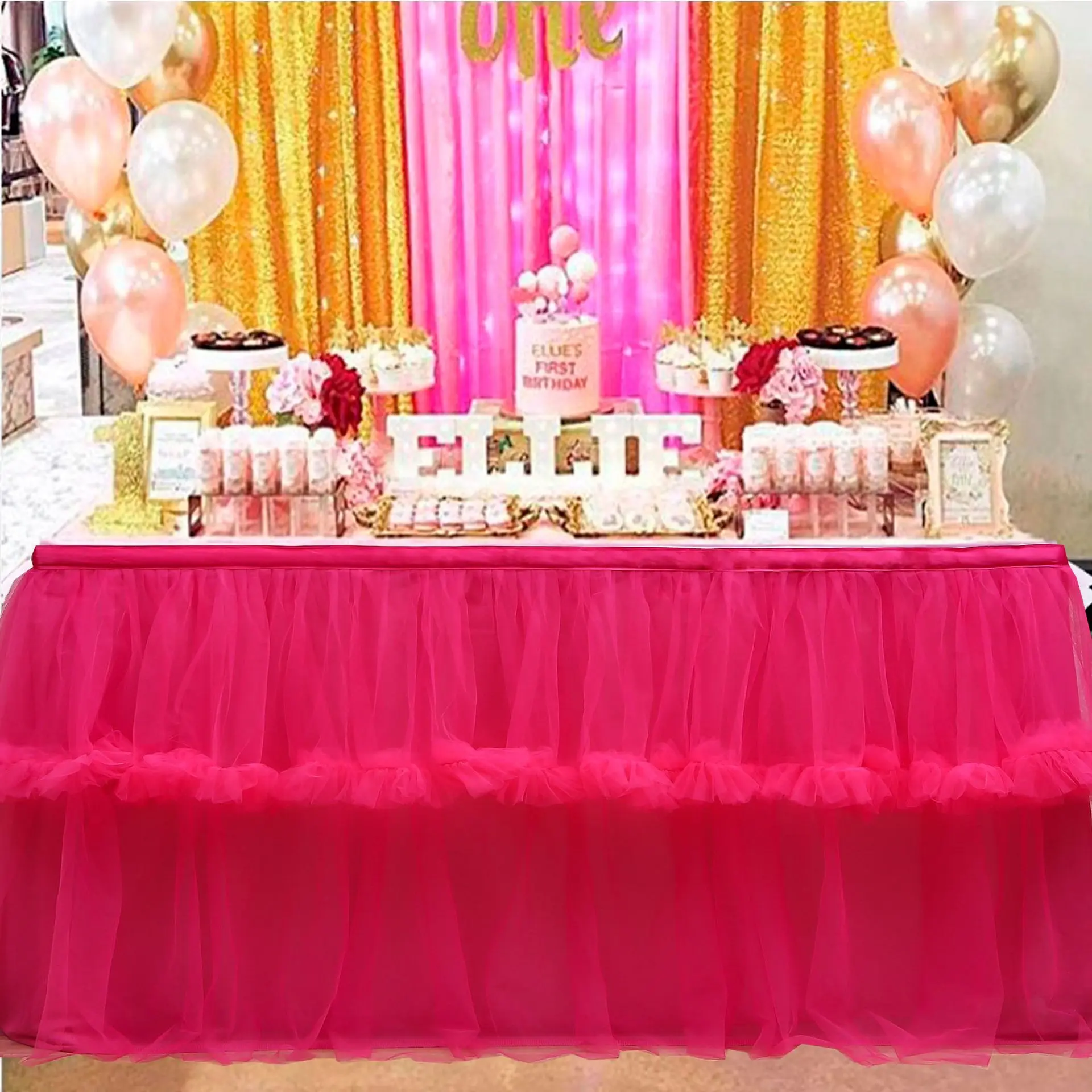 Tutu Tulle Table Skirt Tableware Lace Cover Baby Shower Home Decor Table Skirting Birthday Party Wedding Wed Decor